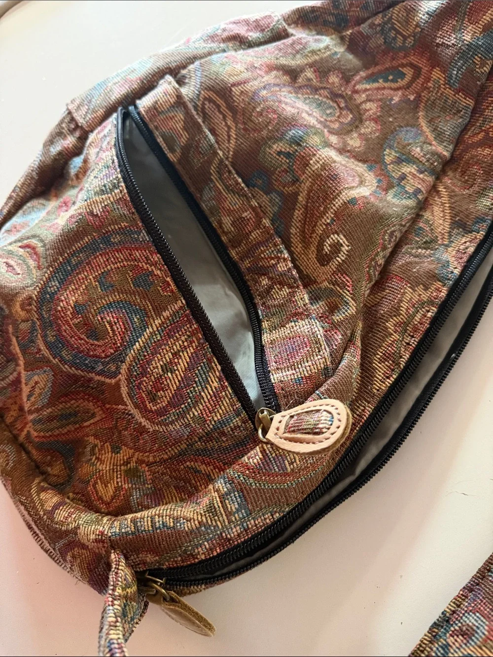 L.L. Bean Paisley Ameribag.  Vintage sling style bag.  Lots of pockets.